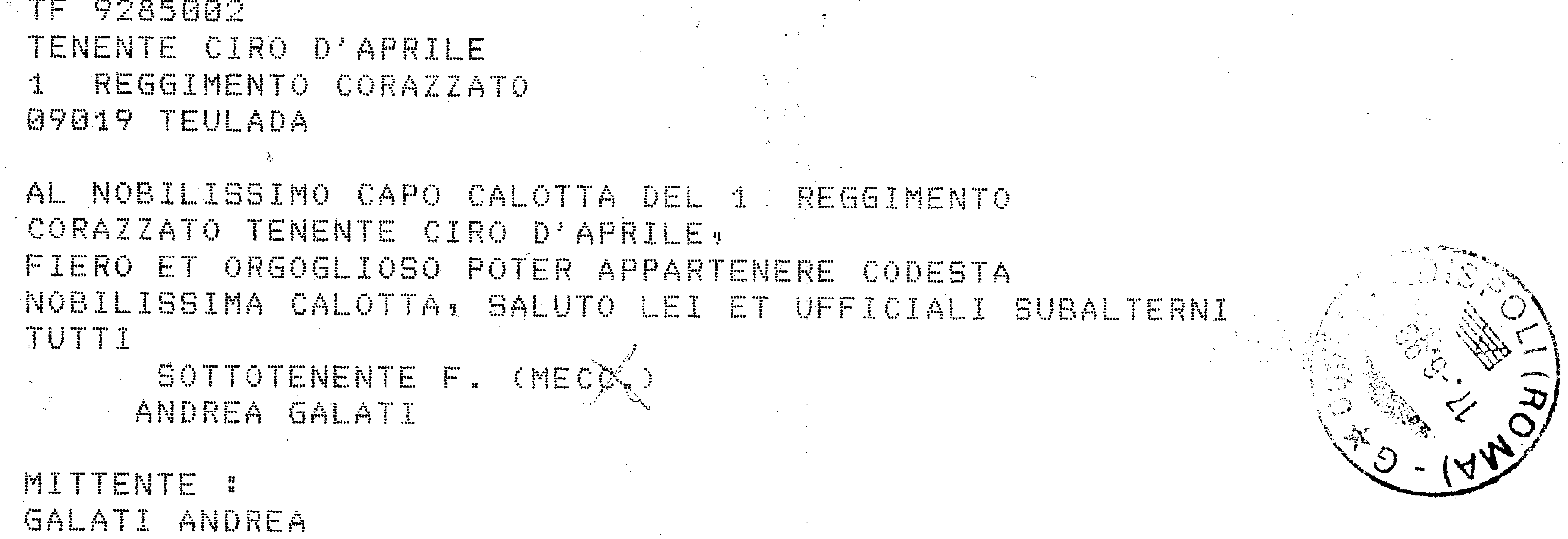 Le prime formalità.
